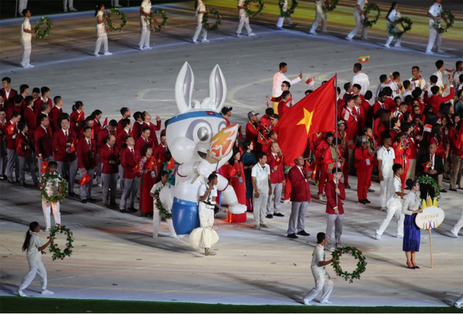 Đoàn thể thao Việt Nam tại lễ khai mạc SEA Games 32. (Nguồn: ngoisao.vnexpress.net)